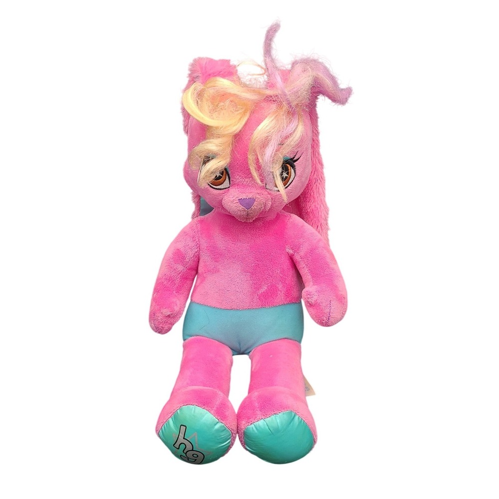 Build A-Bear Honey Girls Risa Pink Bunny Plush Stuffed Animal Teal 18 inch